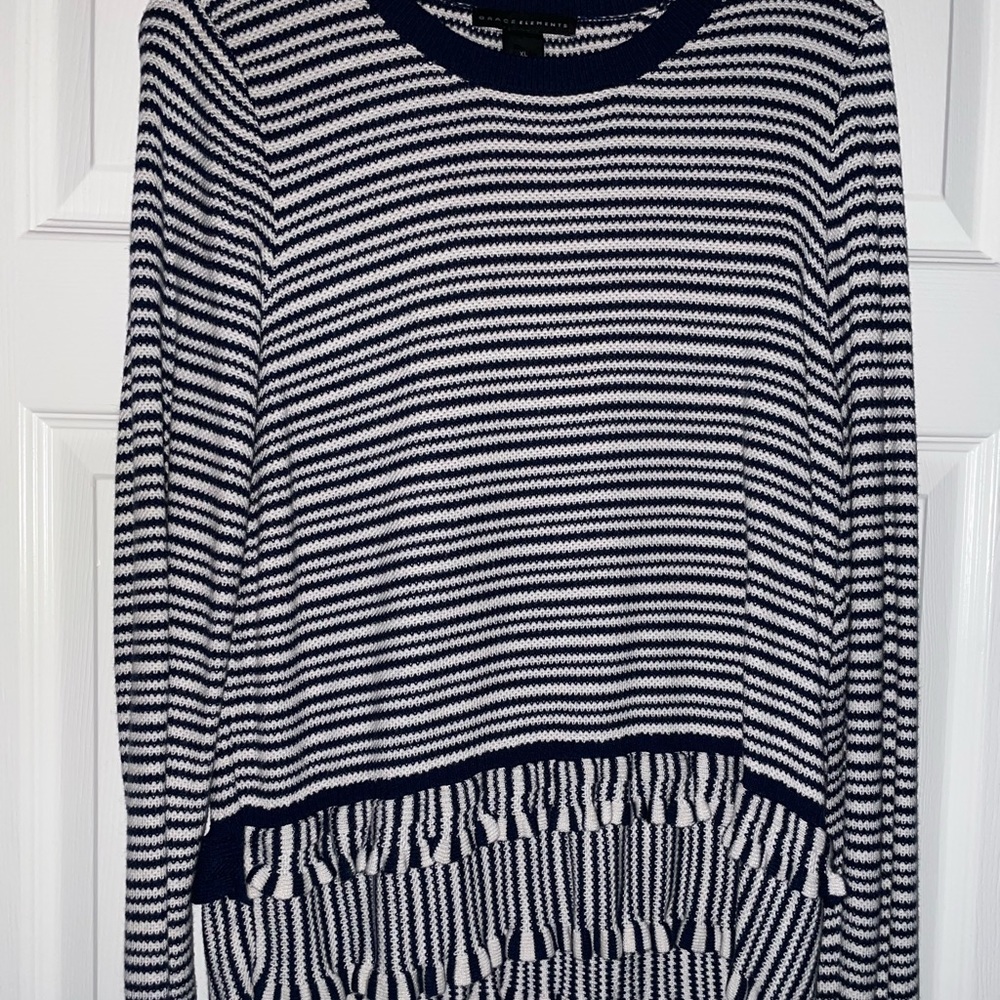 Navy Blue & White Sweater